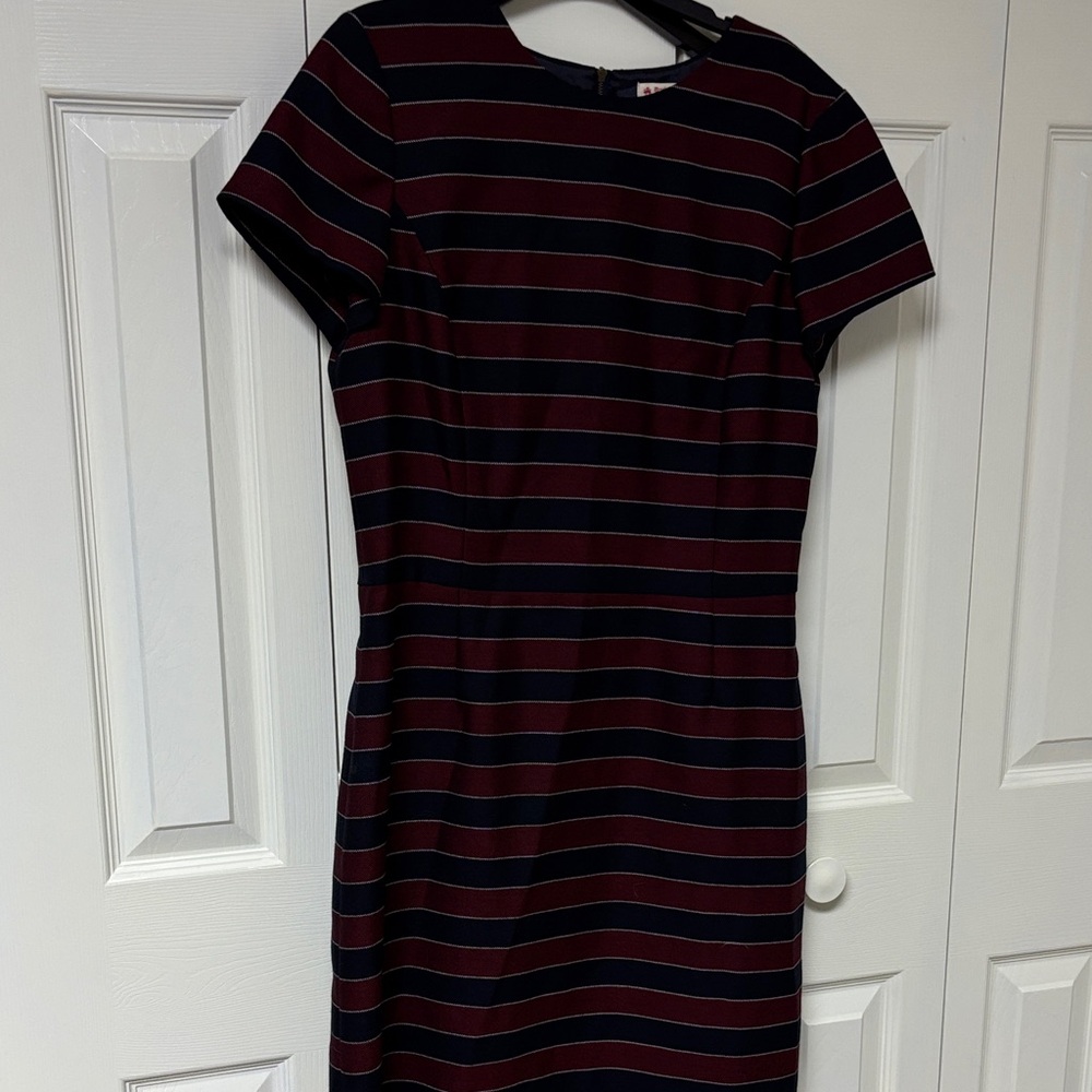 Brooks Brothers Black and Red Striped Midi Dress